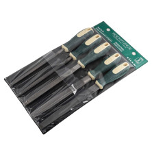 Набор напильников разнопрофильных 5 предметов(плоский, треугольный, круглый, полукруглый, квадратный L-200мм), на полотне ROCKFORCE RF-5056