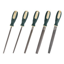 Набор напильников разнопрофильных 5 предметов(плоский, треугольный, круглый, полукруглый, квадратный L-200мм), на полотне ROCKFORCE RF-5056