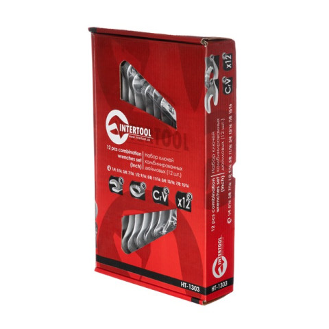 Набор ключей комбинированных 12 ед. дюймовых 1/4''-15/16'' INTERTOOL HT-1303