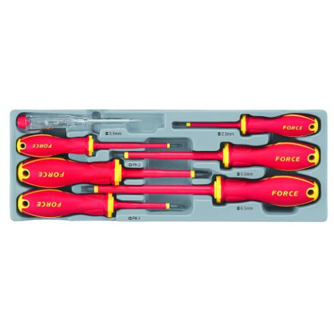 Набор отвёрток диэлектрических 7 предметов, тестер напряжения Force (Код 20718)
