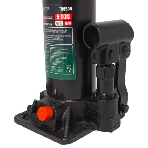 Домкрат бутылочный 5т с клапаном (высота подхвата - 216мм, высота подъема - 413мм) ROCKFORCE RF-T90504