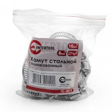 Хомут стальной оцинкованный , 8 мм D 14-27 мм INTERTOOL TC-0014