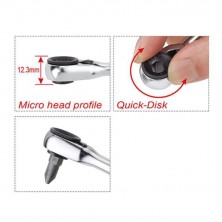 Мини трещотка-битодержатель 1/4" TOPTUL 60 зубцов, быстрый диск CHDV0801