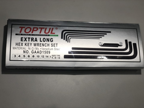 Набор шестигранников Г-обр. супердлинных 1.5-14мм 9ед. TOPTUL GAAD1509