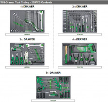 Тележка с инструментом передвижная TOPTUL 6 секций 208 ед. GE-20820