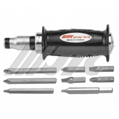 Отвертка ударно-поворотная с резиновой рукояткой +8 бит (под 1/2&quot;, реверс)