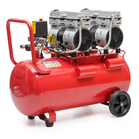 Компрессор 50л, 2х0.75 кВт, 220В, 8атм, 270л/мин, малошумный, безмасляный, 4 цилиндра INTERTOOL PT-0023