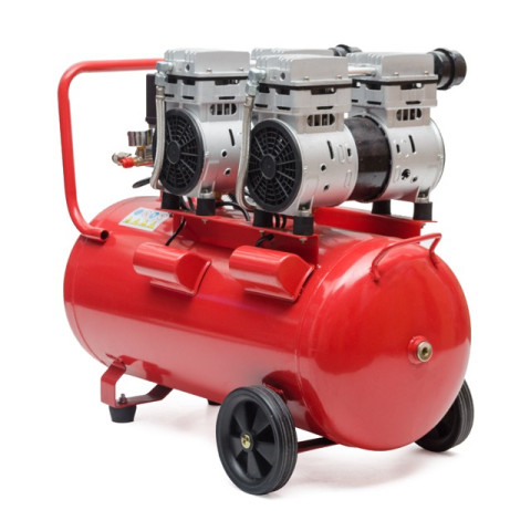 Компрессор 50л, 2х0.75 кВт, 220В, 8атм, 270л/мин, малошумный, безмасляный, 4 цилиндра INTERTOOL PT-0023