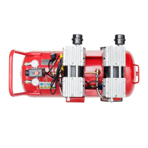 Компрессор 50л, 2х0.75 кВт, 220В, 8атм, 270л/мин, малошумный, безмасляный, 4 цилиндра INTERTOOL PT-0023