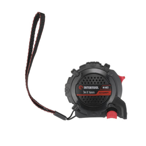 Рулетка с металлическим полотном покрытым нейлоном и магнитами на зацепе 3м*16мм STORM INTERTOOL MT-0823