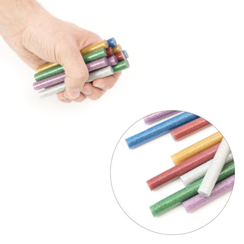 Комплект цветных перламутровых клеевых стержней 11.2мм*100мм, 12шт INTERTOOL RT-1029