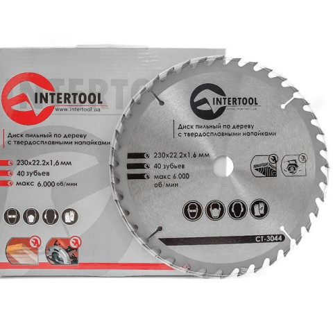 Диск пильный по дереву с твердосплавными напайками INTERTOOL CT-3044