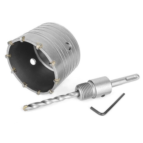 Комплект: сверло корончатое по бетону 80мм+Переходник SDS Plus 100мм INTERTOOL SD-7080