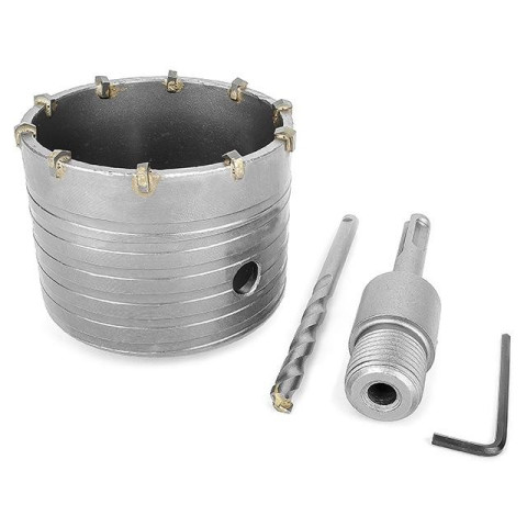 Комплект: сверло корончатое по бетону 80мм+Переходник SDS Plus 100мм INTERTOOL SD-7080