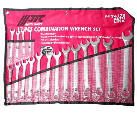 Набор ключей рожково-накидных 8-27мм 17ед. (ЕВРО-ТИП)