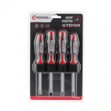 Набор отверток 4 ед ( SL5.0*100мм, SL6.0*100мм, PH1*100мм, PH2*100мм), STORM INTERTOOL VT-3434