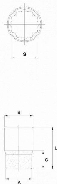 Головка торцевая 19 мм 12 гр. 3/4"