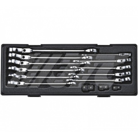 Набор ключей рожково-накидных 8-19мм., шарнирных с трещоткой 14ед.