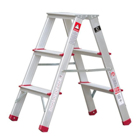 Стремянка алюминиевая двухсторонняя 3 ступени, высота 660мм INTERTOOL LT-1103