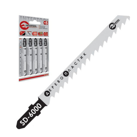 Полотно пильное для лобзика рабочая длина 75 мм, расстояние между зубьями 3.0 мм для работы по дереву и пластику INTERTOOL SD-6000