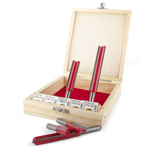 Набор фрез пазовых прямых в деревянном кейсе INTERTOOL HT-0075