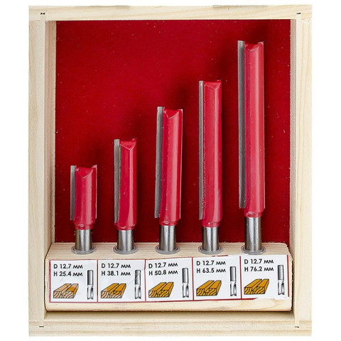 Набор фрез пазовых прямых в деревянном кейсе INTERTOOL HT-0075