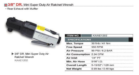Трещотка пневматическая мини 3/8" TOPTUL 41N/m 360об/мин KAAE1202
