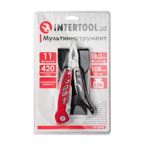 Мультиинструмент 180 мм, 11 в 1 INTERTOOL HT-0542