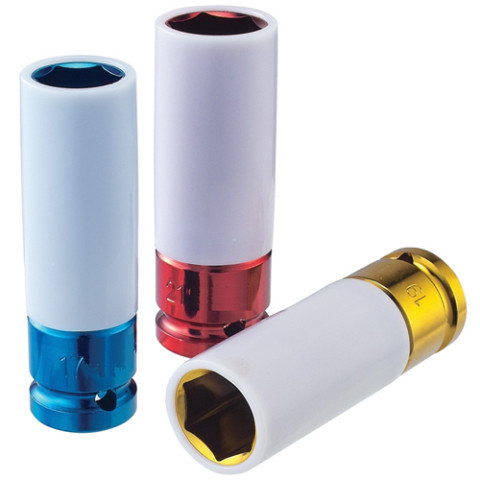 1/2" Головки 6-гранные ударные, глубокие, цветные для пневматического инструмента (код 4458517C)