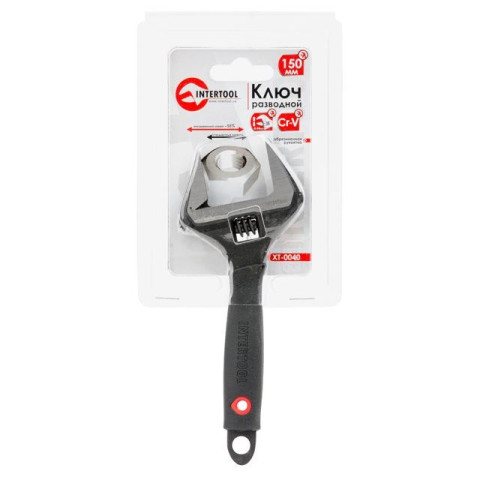 Ключ разводной 150мм, обрезиненная рукоятка, развод губок 34мм, Cr-V INTERTOOL XT-0040