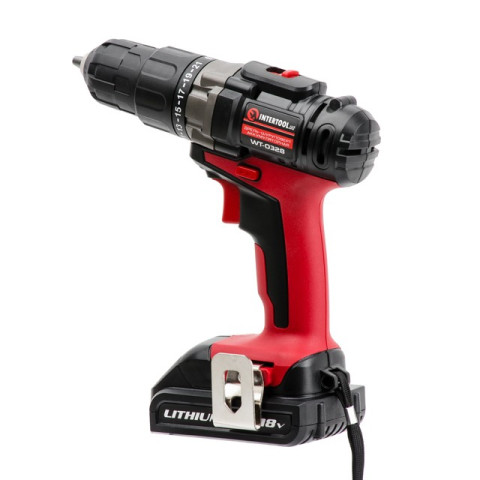 Дрель-шуруповерт аккумуляторная, Li-Ion 18В INTERTOOL WT-0328