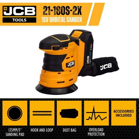 Аккумуляторная орбитальная шлифовальная машина 18 В 2 Ач + сумка JCB-18OS-2XB-E