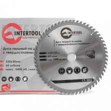 Диск пильный по дереву с твердосплавными напайками INTERTOOL CT-3052
