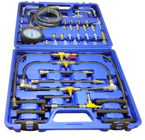 Тестер давления топлива в наборе с адаптерами 46 предметов (0-10 bar) в кейсе. ROCKFORCE RF-946G1