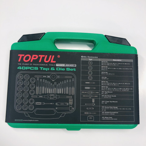 Набор метчиков и плашек 40 ед. М3-М12 Toptul (Код JGAI4001)