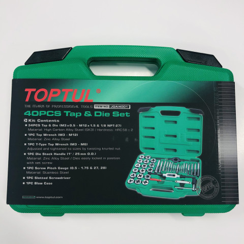 Набор метчиков и плашек 40 ед. М3-М12 Toptul (Код JGAI4001)