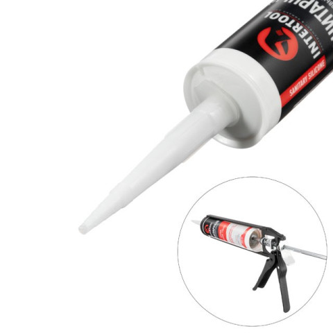 Герметик силиконовый санитарный, прозрачный, 300мл/320г INTERTOOL FS-3030