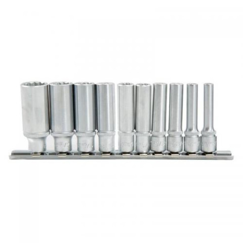 1/4" Набор головок глубоких 12-гранных 10 пр. (код 21014)