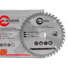 Диск пильный по дереву с твердосплавными напайками INTERTOOL CT-3041