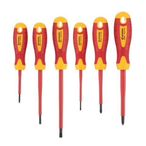 Набор изолированных отверток 6 ед VDE (SL0.4*2.5*75мм, SL0.8*4.0*100мм, SL1*5.5*125мм, PH0*60мм, PH1*80мм, PH2*100мм), STORM INTERTOOL VT-3606