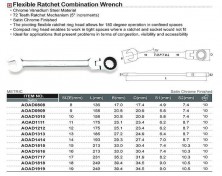 Ключ комбинированный трещоточный шарнирный TOPTUL 12мм AOAH1212