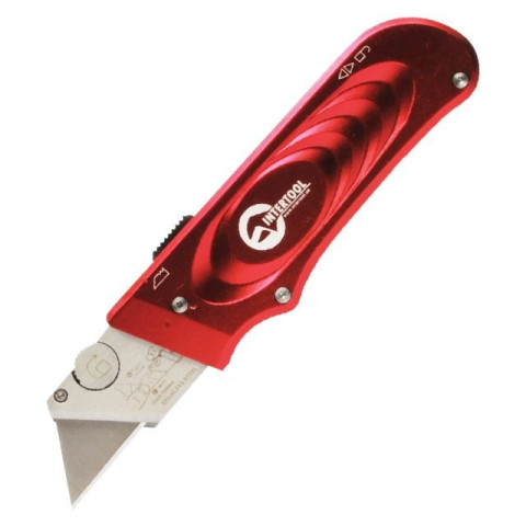 Нож с выдвижным трапециевидным лезвием INTERTOOL HT-0515