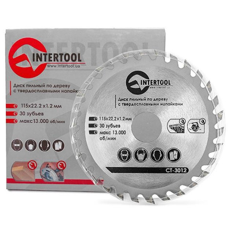 Диск пильный по дереву с твердосплавными напайками INTERTOOL CT-3012