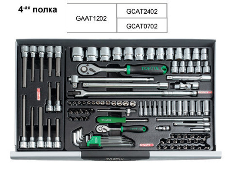 Тележка с инструментом TOPTUL 7 секций 227 ед. красная GCAJ0018