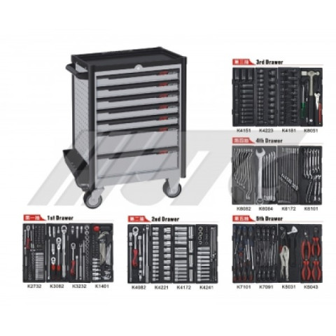 Тележка инструментальная с набором инструмента 344ед.