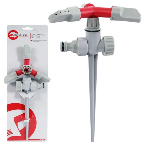 Дождеватель круговой с вращающейся головкой на костыле INTERTOOL GE-0055