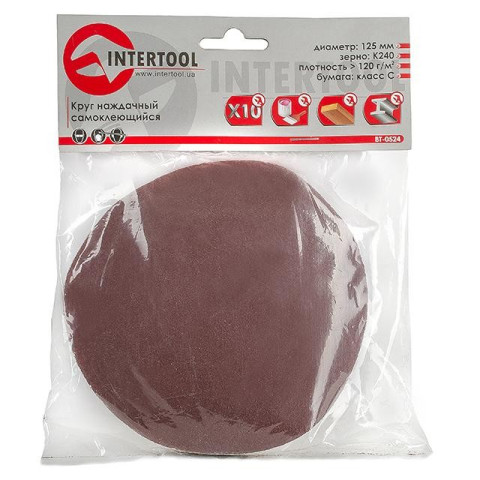 Круг наждачный самоклеющийся INTERTOOL BT-0524