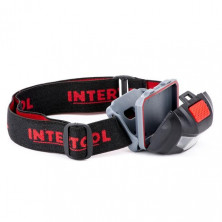 Фонарь налобный светодиодный, пылевлагозащищенный корпус, четыре режима работы, 1 Вт + 2 LED, батарейки 3 ААА. INTERTOOL LB-0302