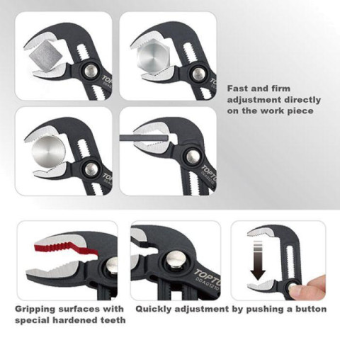 Пассатижи переставные TOPTUL 7" с кнопкой Pro-Series DDAG1207