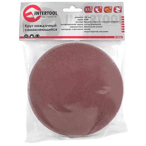 Круг наждачный самоклеющийся INTERTOOL BT-0536